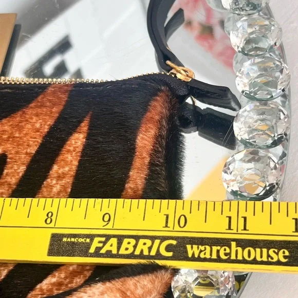 Cavalcanti made Italy Zebra Print cow leather Wristlet in Black & Copper - Picture 13 of 14